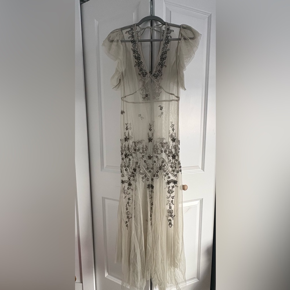Free People Cream and Silver Embellished Wedding Dress